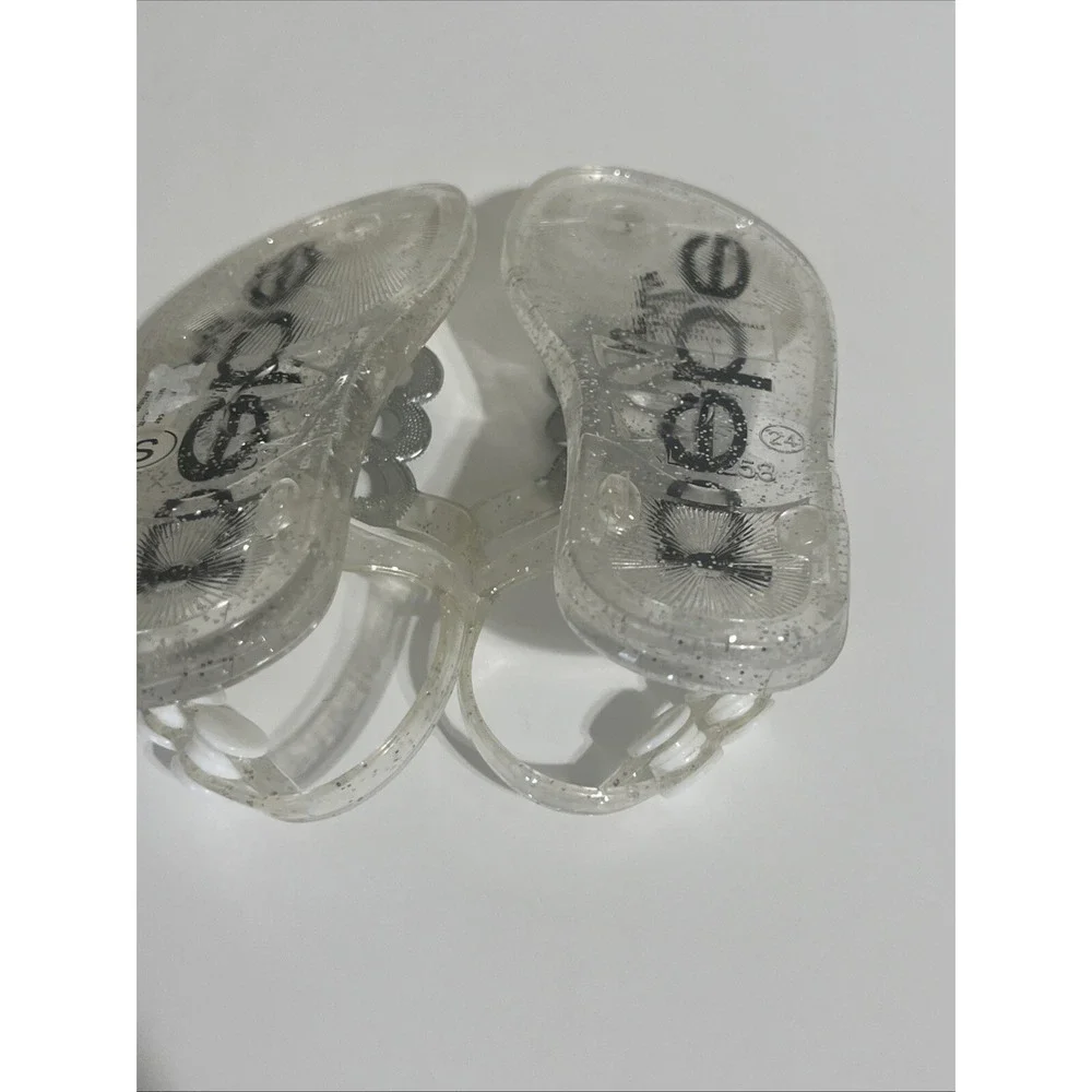 BEBE NEW LITTLE GIRLS JELLY SANDALS WITH HEART DETAIL SZ‎ (S) 4/5